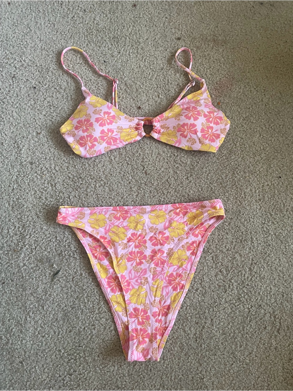 Women's Pink & Yellow Floral Bikini Two-Piece Swimsuit